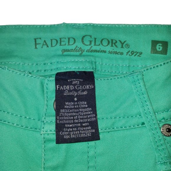 Faded Glory Green Turquoise Denim Capri Size 6 NWT - Picture 3 of 5